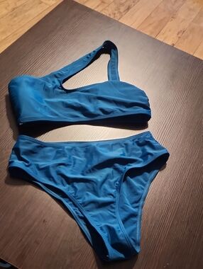 Blue Women's Asymmetric Bikini Set